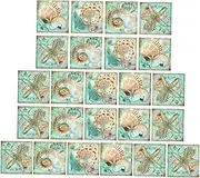 HOMSFOU Removable Shell Sticker for Tile 24 Floor Decals Easy to Apply No Damage Decorative PVC Stickers for Home Kitchen Bathroom