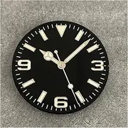NPKNGZTATW 28.5mm Watch Dial + Watches Hands Green Luminous Modified 369 Nail Watch Face Watch Accessories Fit NH35/NH36/4R/7S Movement dial(Black Sliver)