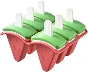 Silicone Popsicles Molds,6-Grid Reusable Watermelon Popsicles with Sticks - Candy Moulds for Cream Lollipop Desserts Toddler Kids Parties Cake