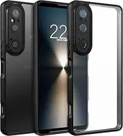 [DOMAVER] for Sony Xperia 1 VI Case, Clear Full Cover Case for Sony Xperia 1 VI, Shockproof Camera Cover Lighweight Case Support Wireless Charging, Black
