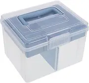 VILLFUL Portable Clear Plastic Desktop Storage Box with Removable Tray Multifunctional Cash Organizer for Coins Cards and Makeup Tools for Home Office and Travel Use