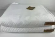 Ecoexistence Zero Twist Loops Bath Towels White 30" x 56" Luxury Set of 2 NEW