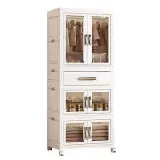 Portable Kids Wardrobe, Plastic Closet Organizer with Hanging Rod, Collapsibl...