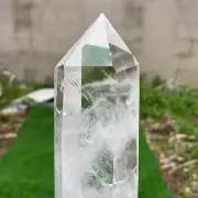 2.55lb Natural Clear Quartz Obelisk Crystal Point Tower Reiki Healing+Stand