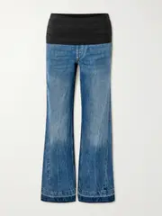 [Stella McCartney] Stella McCartney - Pleated Faille-paneled Organic High-rise Straight-leg Jeans - Blue - 24 24 Blue