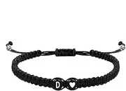 [Generic] Initial Bracelet For Women - 26 Letters Braided Bracelet With Heart Design - 26 Letters Adjustable Mens Initial Bracelet, Braided Drawstring Bracelet, Handmade For Boys Girls