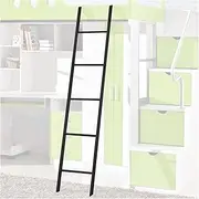 Extra Tall Elevated Bed Ladder - Floor Standing & Hooks, Motorhomes Trailer Metal Ladder, Bunk Ladder for Kids Adults, School Dormitory RVs (Color : Black, Size : 61"/155cm/5ft Tal