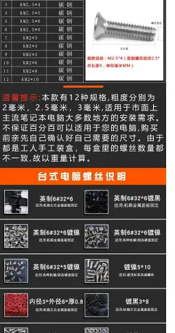 臺式電腦機箱電源風扇螺絲 主板顯卡擋板pci螺釘 m2固態螺絲