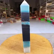 660g Trolleite Crystal Tower Point Obelisk Natural Rare Blue Quartz Healing Z748