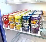 Automatic Drink Dispenser for Fridge, Soda Can Organiser with Adjustable Width, Self-Pushing Glide System, Holds Up to 25 Cans, 5 Rows, White