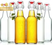 Clear Glass Flip Top Beer Bottles 18oz Set 6 w/Caps for Brewing, Kombucha, Wine