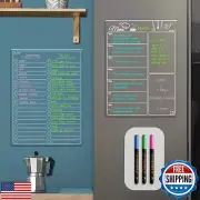 Clear Non-Magnetic Meal Planner Set for Fridge - Dry Erase Transparent Menu a