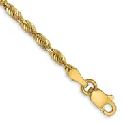 14k Yellow Gold 8 inch 2.5mm Extra Light Diamond-cut Rope with Lobster Clasp Chain