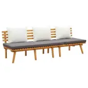 Wooden Garden Daybed With Cushions Adjustable Backrest Sun Lounger Sofa Bed