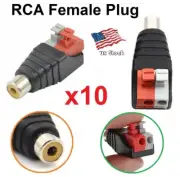 x10 Speaker Wire Cable to Audio Female RCA Connector Adapter Jack Plug LED CCTV