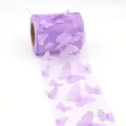3D Butterfly Pattern Purple Mesh Organza Ribbon Roll Gift Wrapping Art Craft