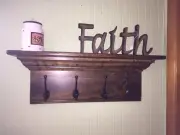 Entryway Coat Rack with Hooks, Crown Molding wall Shelf with Coat Hooks