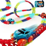 (184pcs) Race Track Toys for Boys Kids with LED Light-Up Race Car,Flexible Changeable Magic Race Car Track Toys for 3 4 5 6 7 8+Year Old Boys Girls as Best Birthday Gifts