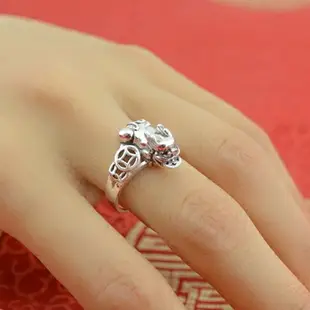 復古999純銀戒指女貔貅戒指足銀指環女個性銀指環