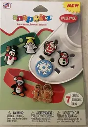 Snapitz Christmas themed 7 snap-ons for Crocs or Bracelets Santa, Snowmen, Angel