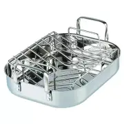 Roasting Pan Stainless Steel Industrial Modern Style Oven Safe V-shaped Rack