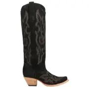 Corral Boots Suede Embroidered Tall Snip Toe Cowboy Womens Black Casual Boots A