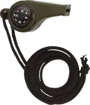 Olive Drab Tactical Whistle Compass & Thermometer Lanyard Emergency Survival