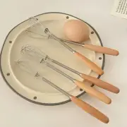 Wooden Handle Mini Egg Whisk Multifunction Manual Egg Beater Home