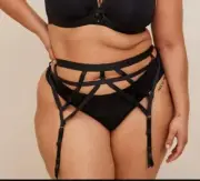 Torrid Black Satin Strappy and Stretchy Overt Garter Belt Plus Size 5X/6X