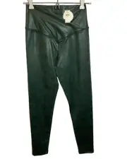 Offline By Aerie Faux Leather Look Dark Green Spandex Leggings Size Medium NWTS!