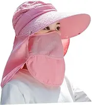 [FOMIYES] Wide Brim Sun Hat Face Cover Fashion Sunbonnet for Women Girls Summer Sun Protection Hat Block Uv Spring Summer Accessory Pink