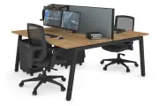 Quadro 2 Person Office Workstation [1200L x 700W] - black leg, salvage oak, cool grey (500H x 1200W)