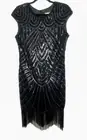 Babeyond Flapper Sheath Dress Black L Sequins Beads Fringe Formal Sleeveless