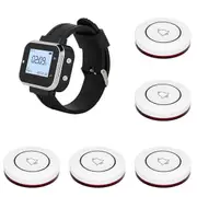 Wireless Calling System 5 Table Call Button Transmitters 1 Watch Pager, Restaurant Waiter Service Bell Buzzer C Photo Color