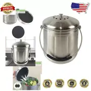 Stylish 1.8 Gallon Stainless Steel Compost Bin with Odor Filters for Kitchens