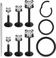 [Lsnevsie] 18G 16G 14G Internally Threaded Nose Rings Studs Flat Back Stud Earrings 316L Surgical Steel Nose Rings Studs Tragus Helix Conch Cartilage Lobe Earrings Hoop Piercing Jewelry For Women Men
