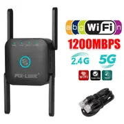 1200Mbps WiFi Range Extender Repeater Wireless Amplifier Router Signal Booster Black
