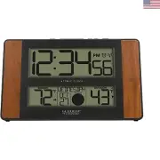 Digital Atomic Wall/Table Clock - Classic Black and Brown Finish - Wireless O...