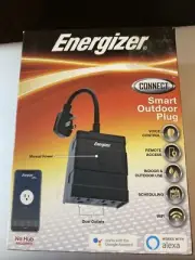 Energizer Smart Wifi Outdoor Dual Plug Weather Proof. Remote w Alexa, Google Etc