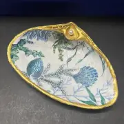 Handmade Decorative Clam Shell Ocean Pattern Gold Paint With Pearl