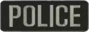 POLICE embroidery patches 3X9 hook on back dark gray letters