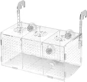 HSHGZSR 1/3 Grids Transparent Fish Isolation Box - Acrylic Incubator With Suction Cups and Hooks for Breeding Newborn Baby Fish (Three Grid 30 * 15 * 15)
