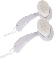 EXQUIMEUBLE 2Pcs Long Handle Facial Cleansing Brush Soft Bristles Exfoliator for Blackheads Removal Ergonomic Design for Deep Cleansing and Comfortable Use Face Washing Tool