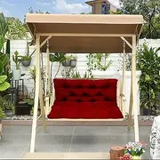 Outdoor Canopy Swing Bench Cushions Waterproof Replacement Pads for 2/3 Seater with Backrest Red Garden Rocking Chair Cushion for Courtyard Patio Furniture 150 * 100 * 10cm