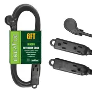6 Ft Flat Plug Extension Cord 16 AWG 3 Prong Grounded Low Profile Extension C...