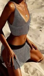Handmade Chainmail Beautiful Aluminum | Bikini | Silver | Intimate Swim Costume