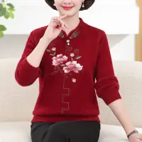 在飛比找momo購物網優惠-【K.W.】型-韓國專櫃水貂絨刺繡保暖上衣(2色選一)