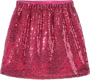 [Noomelfish] Girls Sparkly Sequin Skirt Kids Elastic Waist Mini Pencil Skirts (5-12 Years)