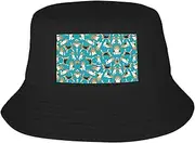 [FSCEV] Dogs (2) Adult Double-Layer Fisherman Hat Women Men Beach Sun Hat Travel Foldable Brim Fishing Black, Black, One size