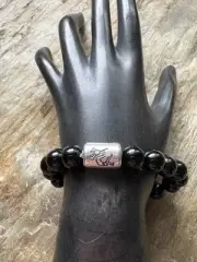 Kokopelli Black Onyx 7 Inch Stretch Stretchy Elastic Bead Bracelet Gift